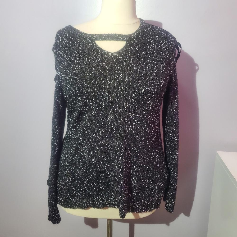 Rock & republic black long sleeve pull over sweater plus size xxl